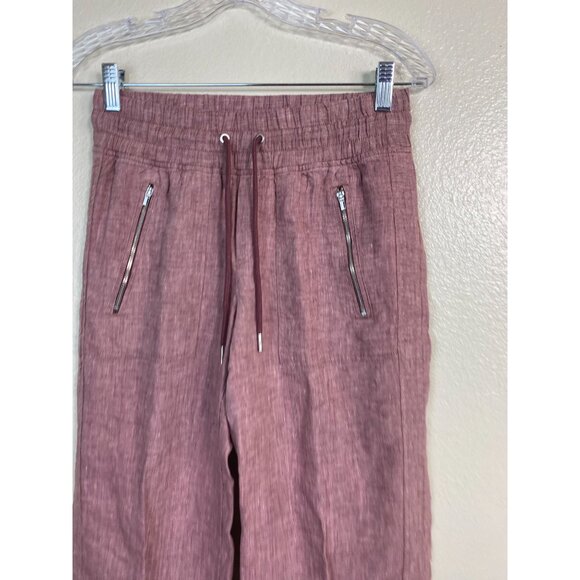 Athleta Womens Cabo Linen Wide leg Pants Size 2 Pink Drawstring Relaxed Fit - Picture 12 of 16